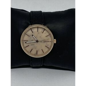 Fossil BQ3492 Women's Black Leather Gold Analog Dial Quartz Wrist Watch CM635